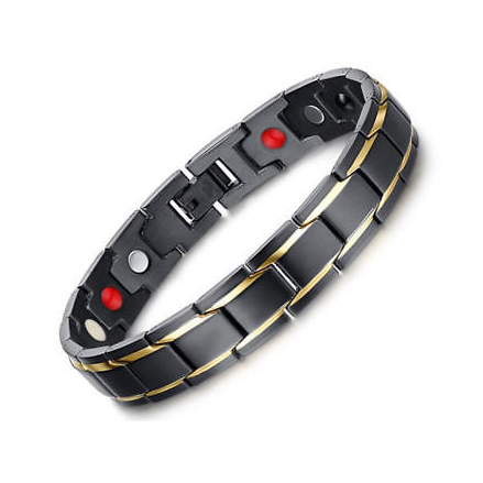 Titanium Magnetic Therapy Bracelet (Black & Gold) - ISendIt2You
